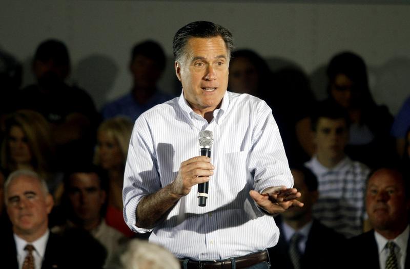 Republican presidential candidate and former Massachusetts Gov. Mitt Romney speaks during a campaign stop with Florida Sen. Marco Rubio at Mustang Expediting April 23, 2012 in Aston, Pennsylvania.